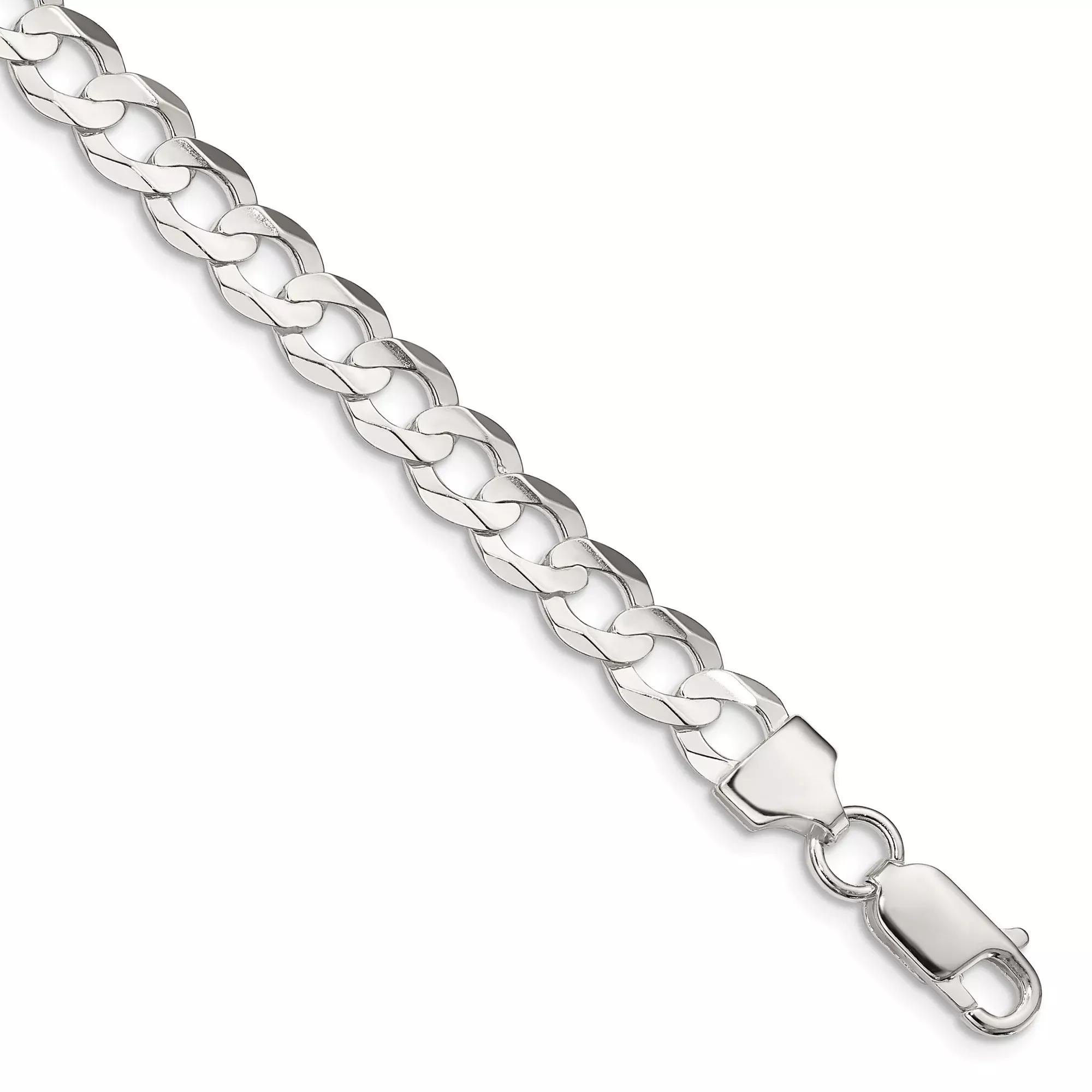 Sterling Silver Curb Chain Anklet, 6.75 mm