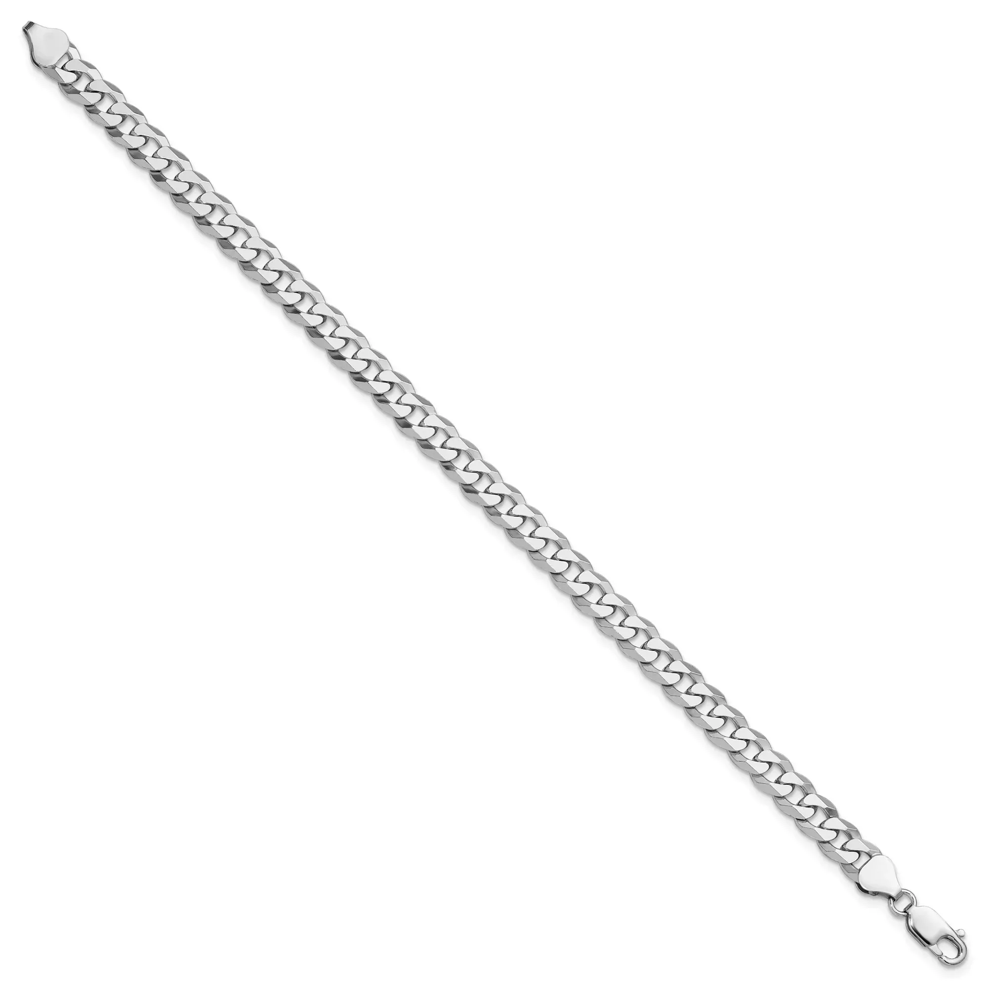Sterling Silver Curb Chain Anklet, 7 mm