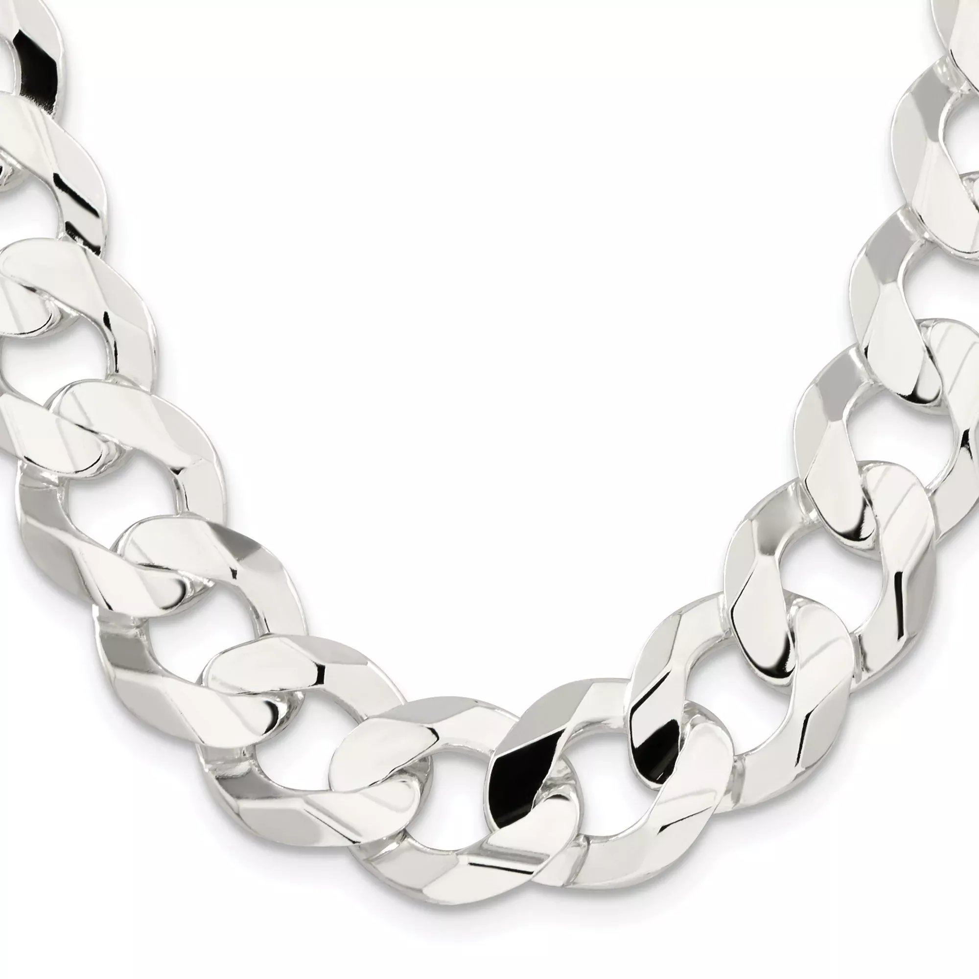 Sterling Silver Curb Chain Necklace, 15.75 mm