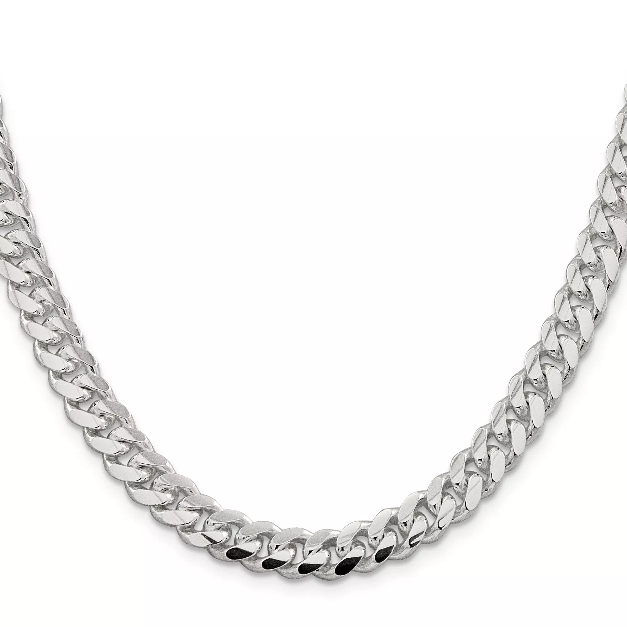 Sterling Silver Curb Chain Necklace, 7.8 mm