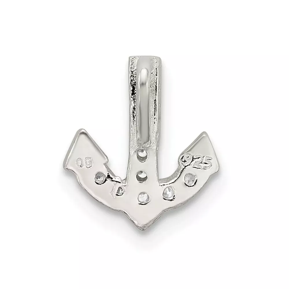 Sterling Silver Cz Anchor Chain Slide