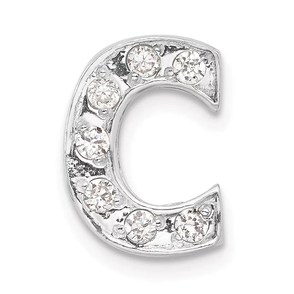 Sterling Silver Cz Initial C Charm
