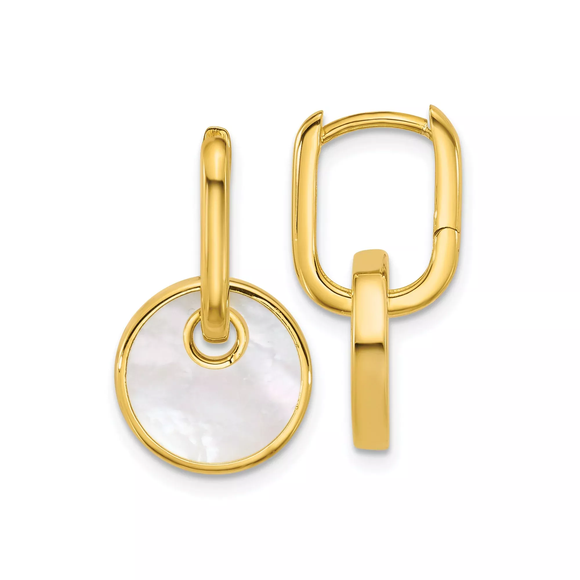 Sterling Silver Dangle Earrings with Mother-of-Pearl Inlay, Modern Minimalist Design