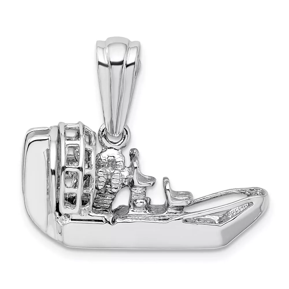 Sterling Silver De-Ani Rhodium-Plated Polished 3D Air Boat Pendant