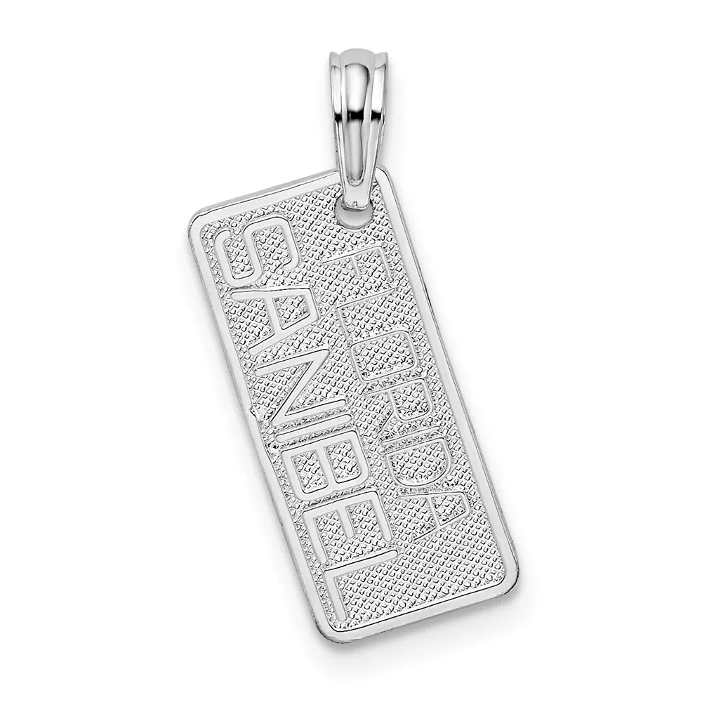 Sterling Silver De-Ani Rhodium-Plated Small Florida Sanibel License Plate Pendant