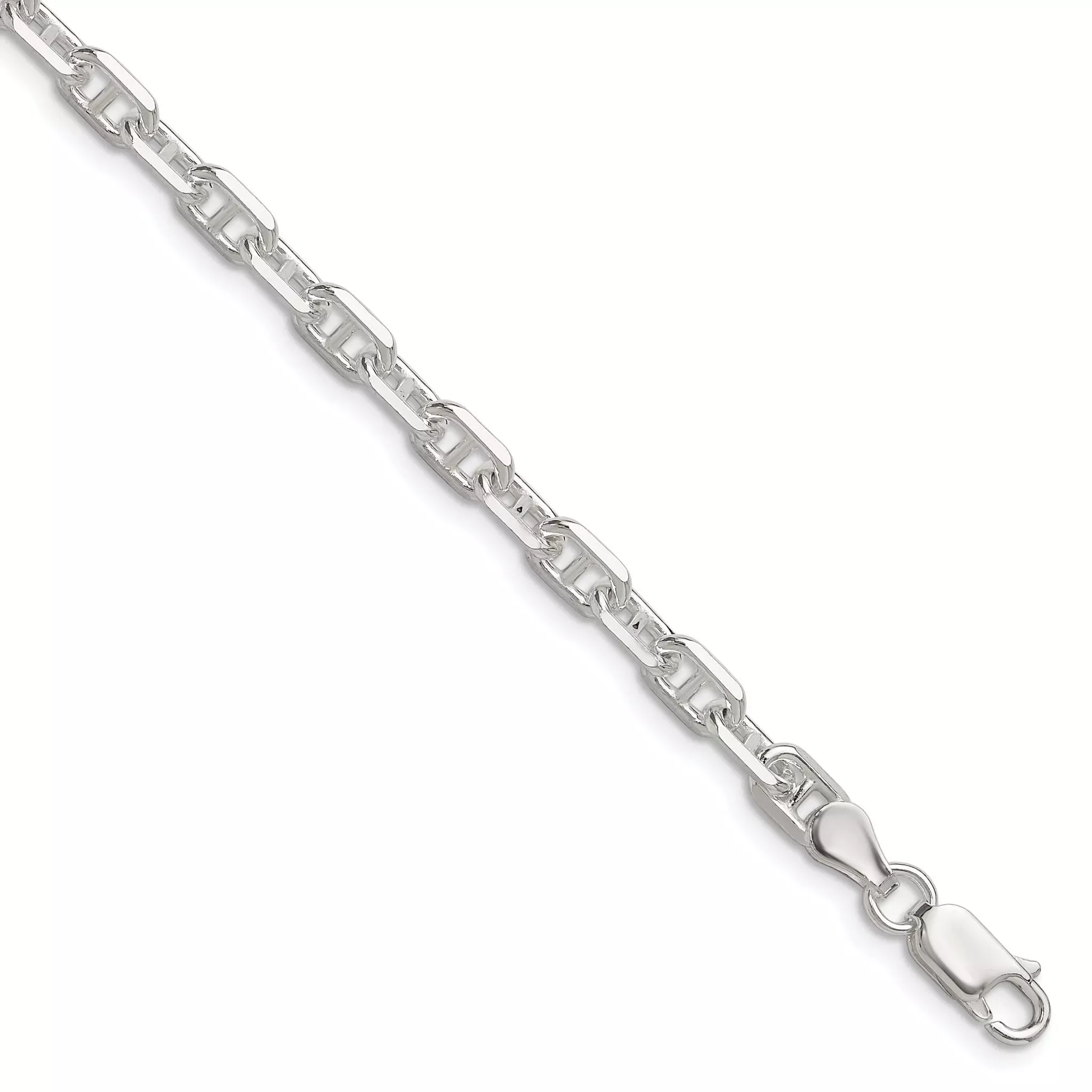 Sterling Silver Diamond-Cut Open Link Chain Bracelet 4.75mm