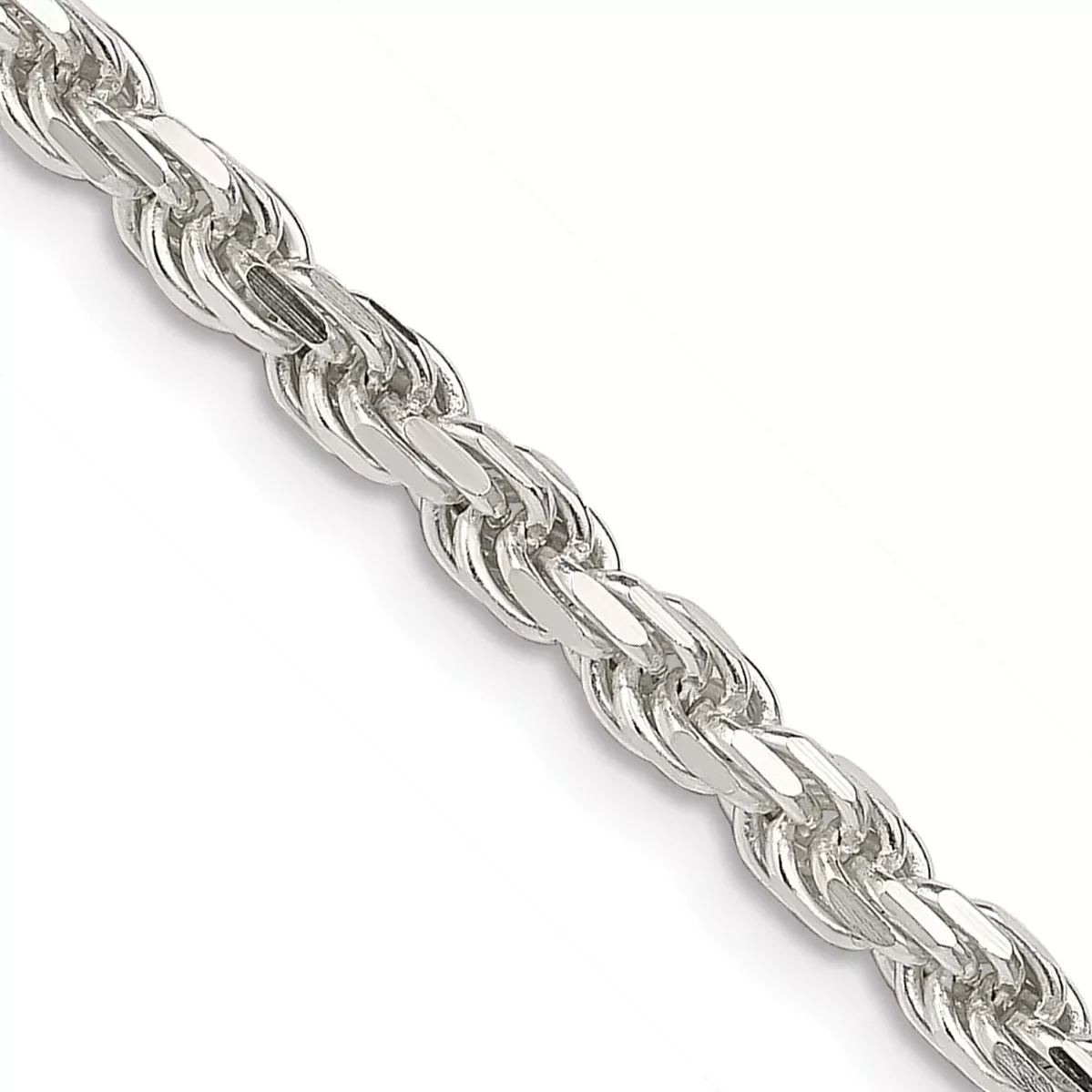 Sterling Silver Diamond-Cut Rope Chain Necklace 3.75mm
