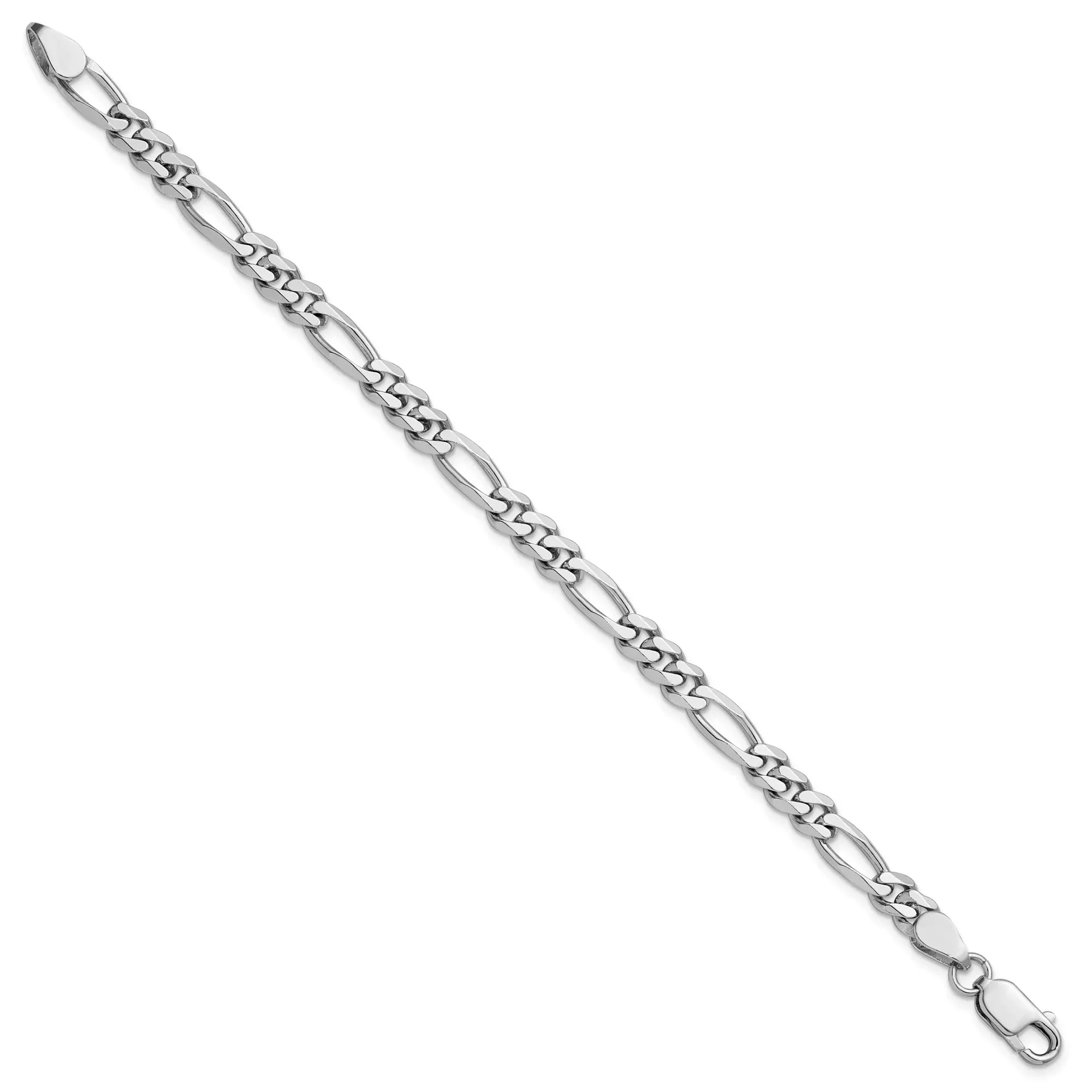 Sterling Silver Figaro Chain Anklet, 5.25 mm
