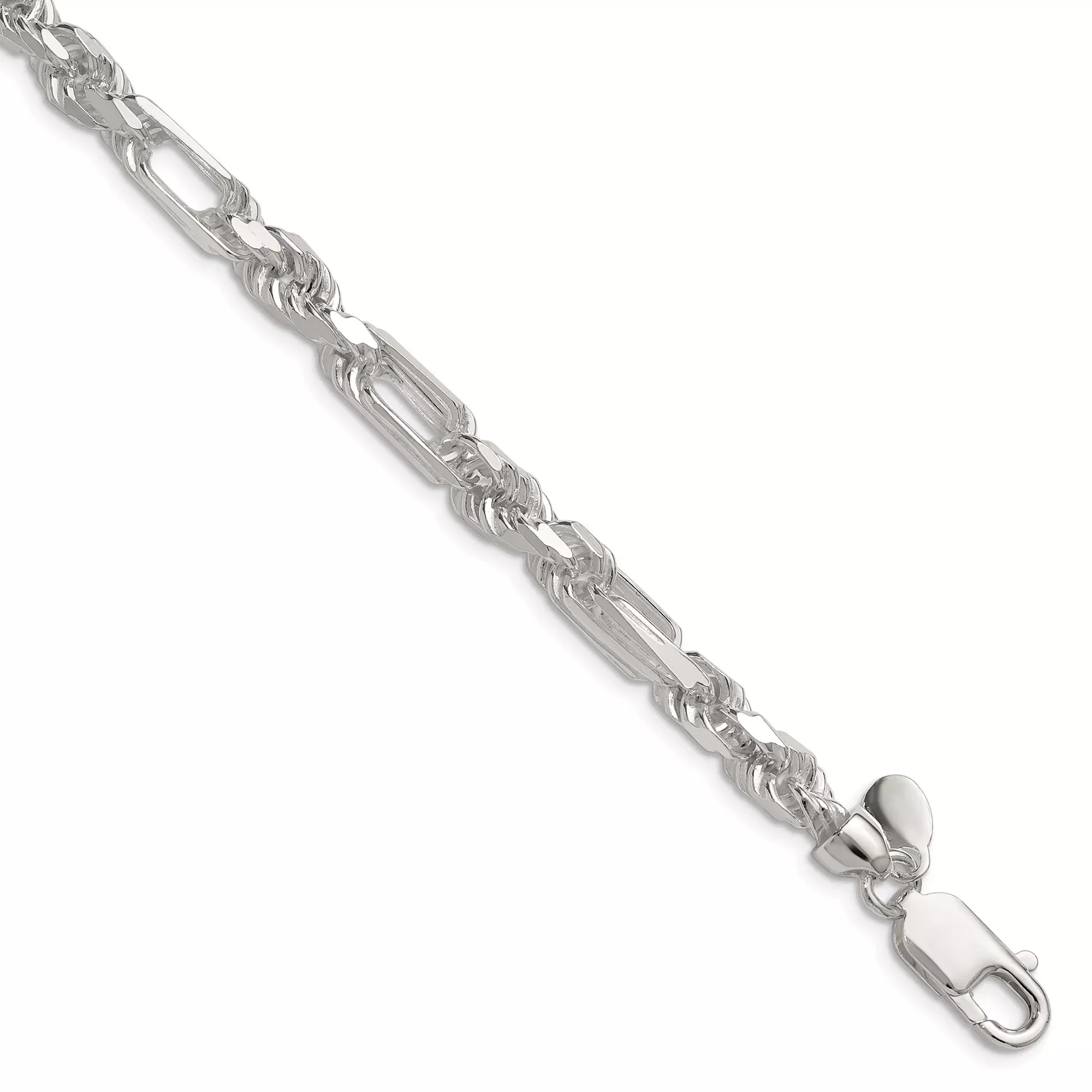 Sterling Silver Figaro Chain Anklet, 6 mm