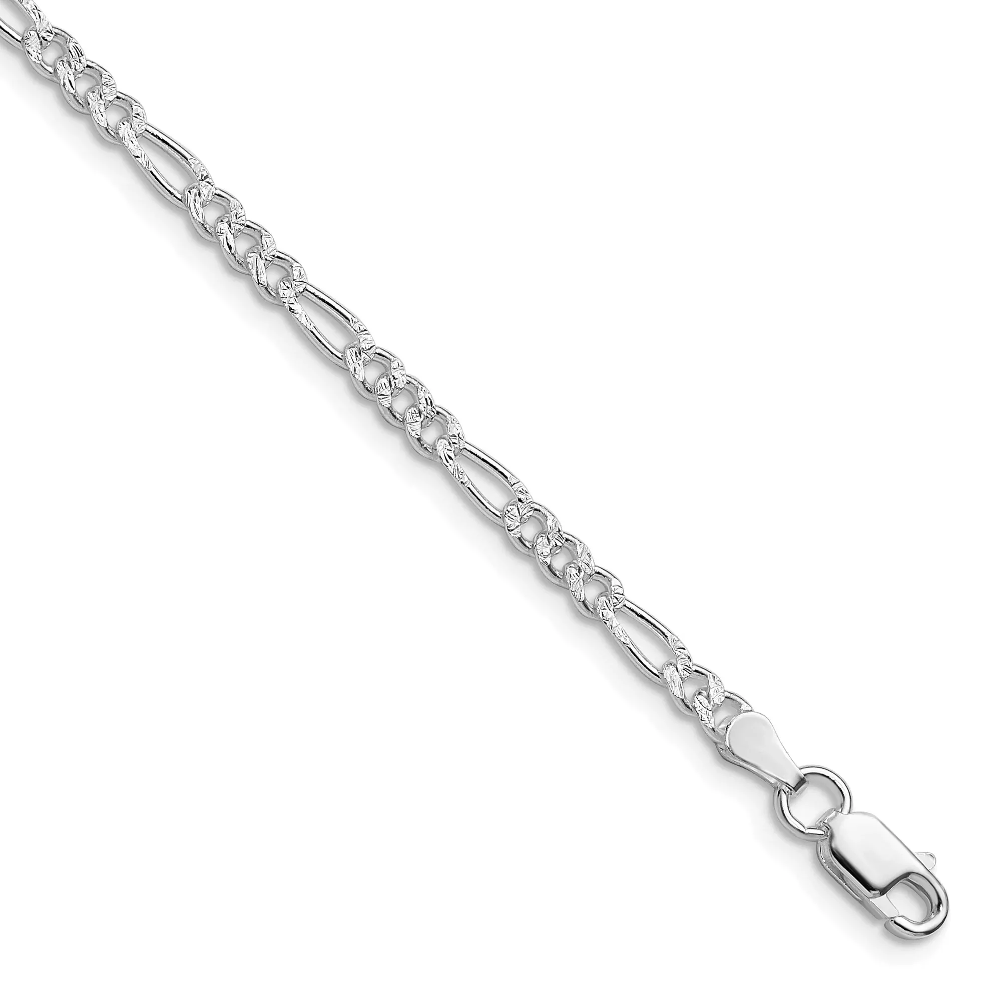 Sterling Silver Figaro Chain Bracelet, 3 mm