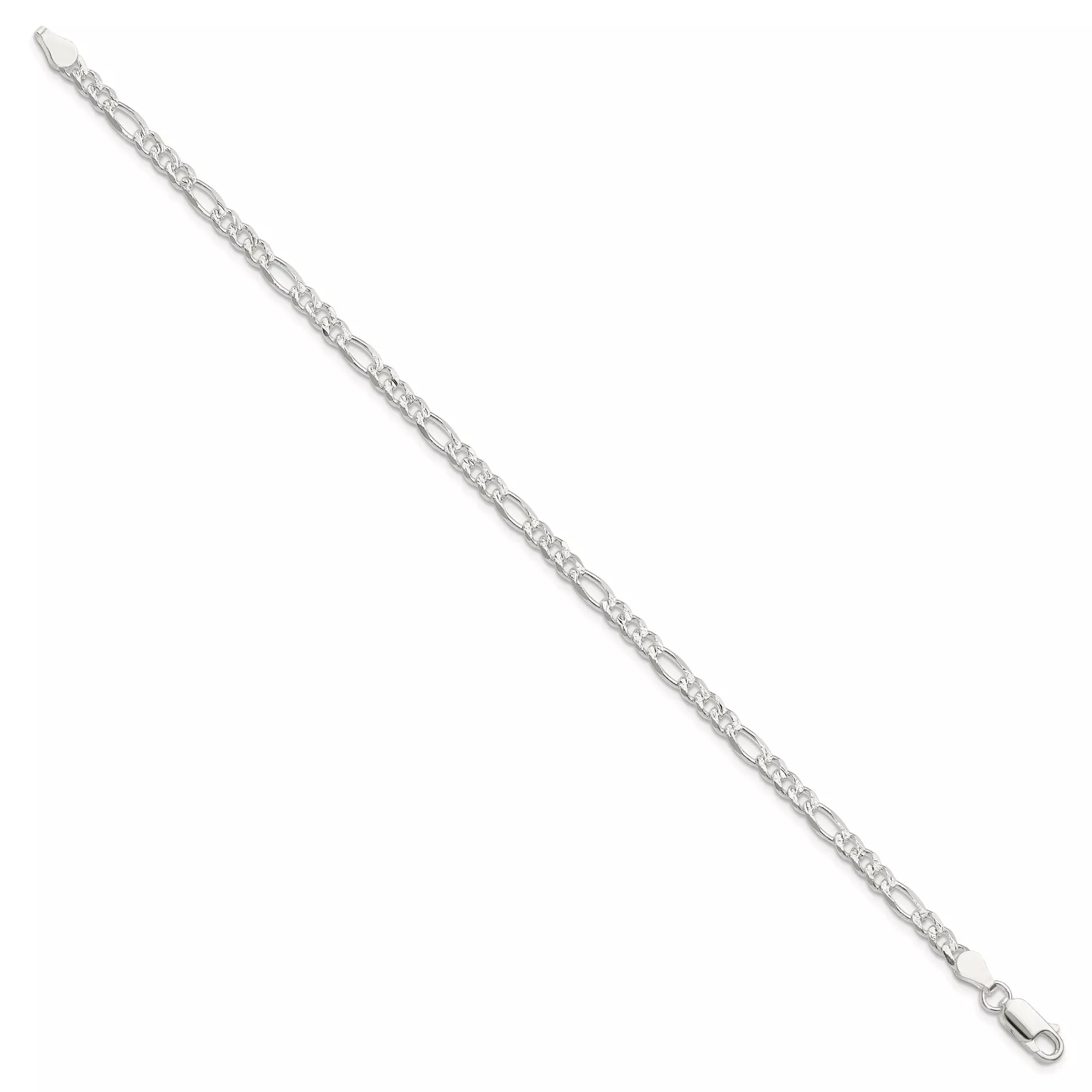 Sterling Silver Figaro Chain Bracelet, 4 mm