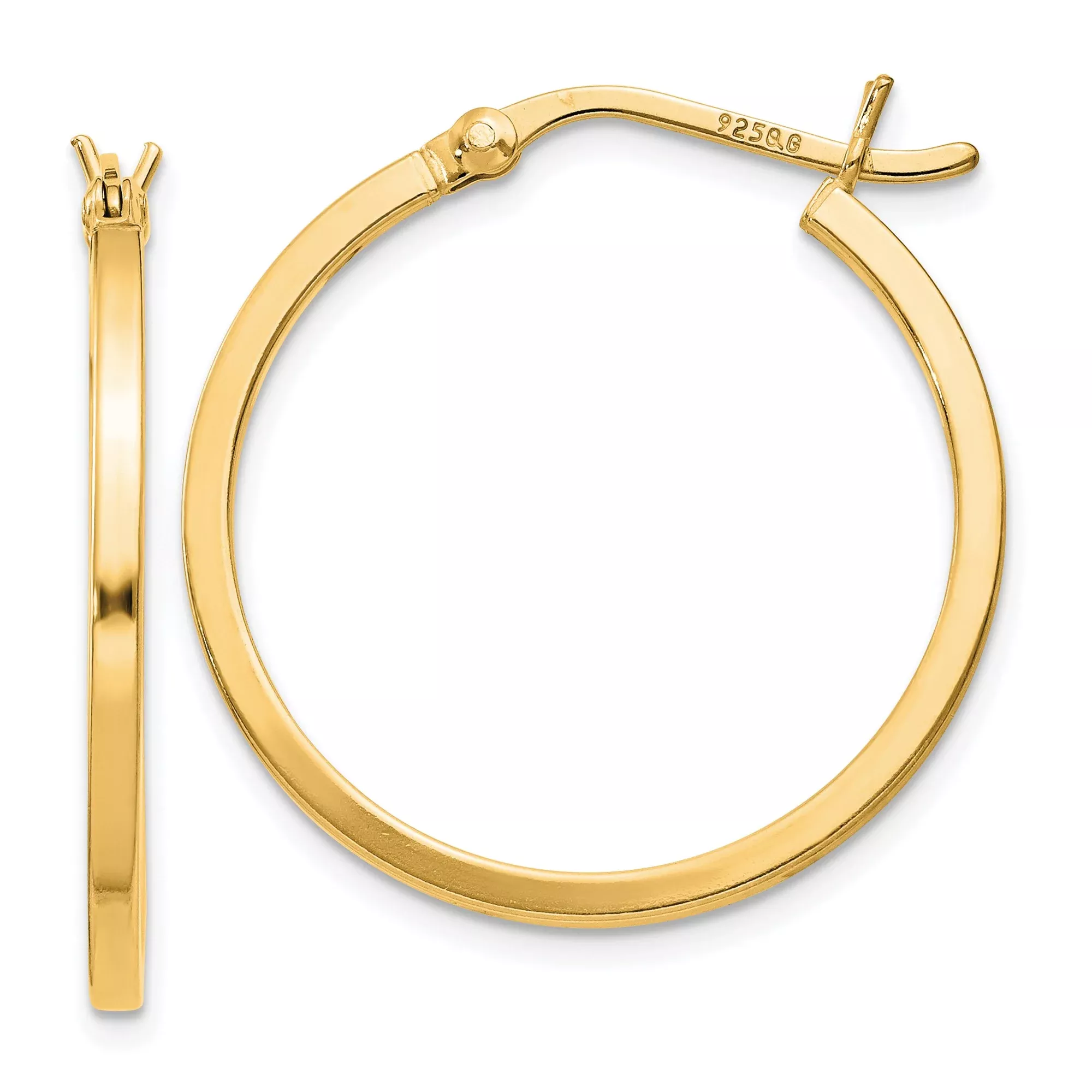 Sterling Silver Hoop Earrings, Gold Plated, Latch-Back, Minimalist Round Design for Women