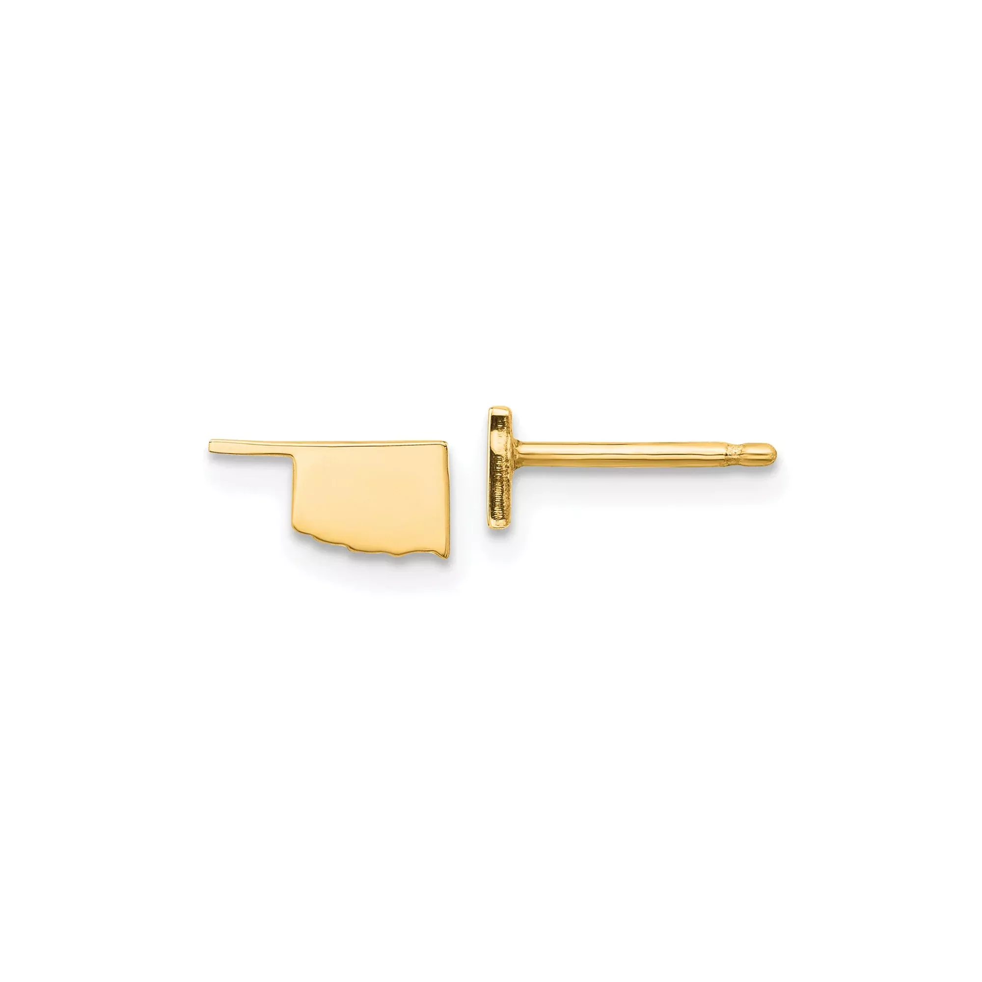 Sterling Silver Oklahoma Shape Stud Earrings, Minimal Flat Map Design, Unisex Geographic Style