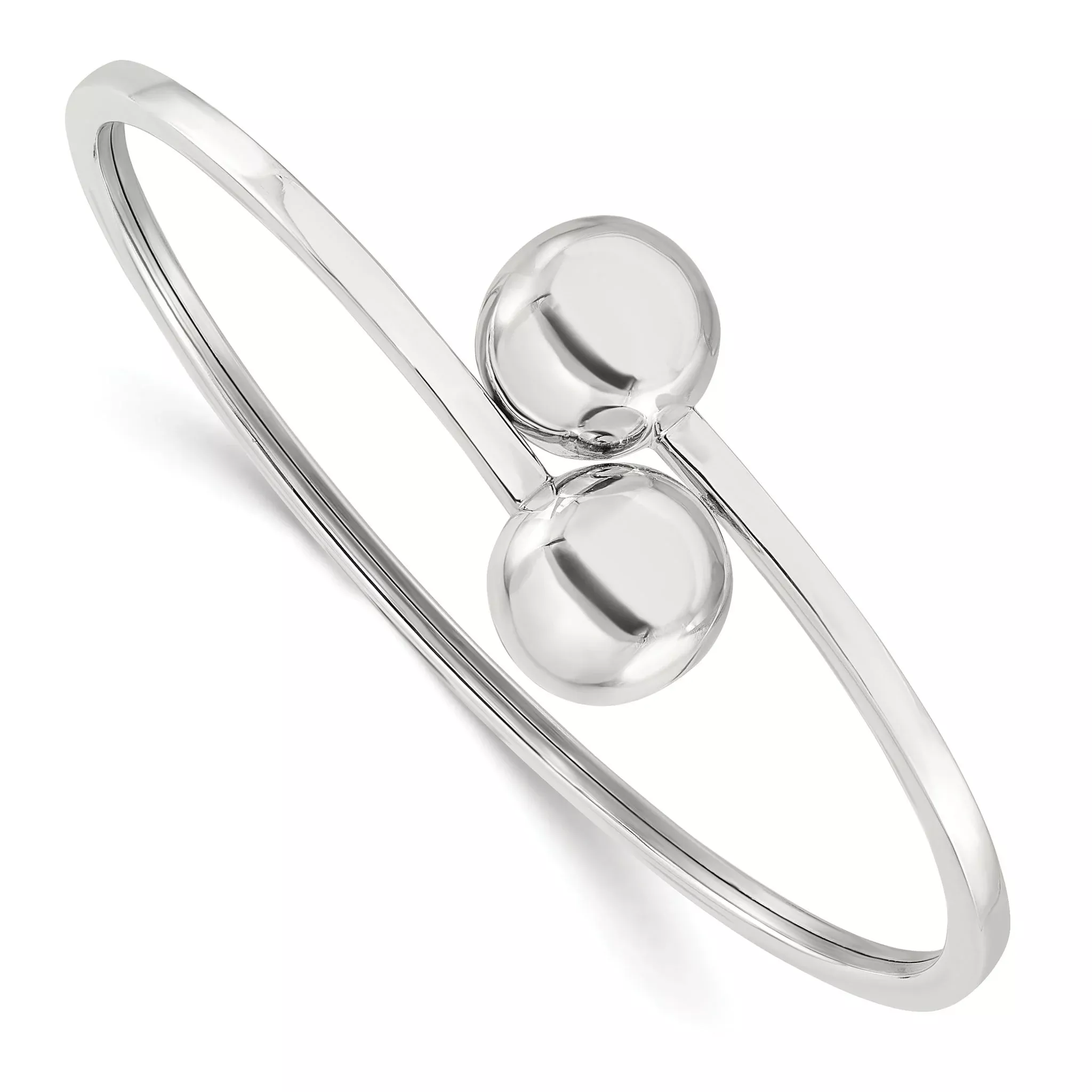 Sterling Silver Polished Ball Bypass Bangle Bracelet