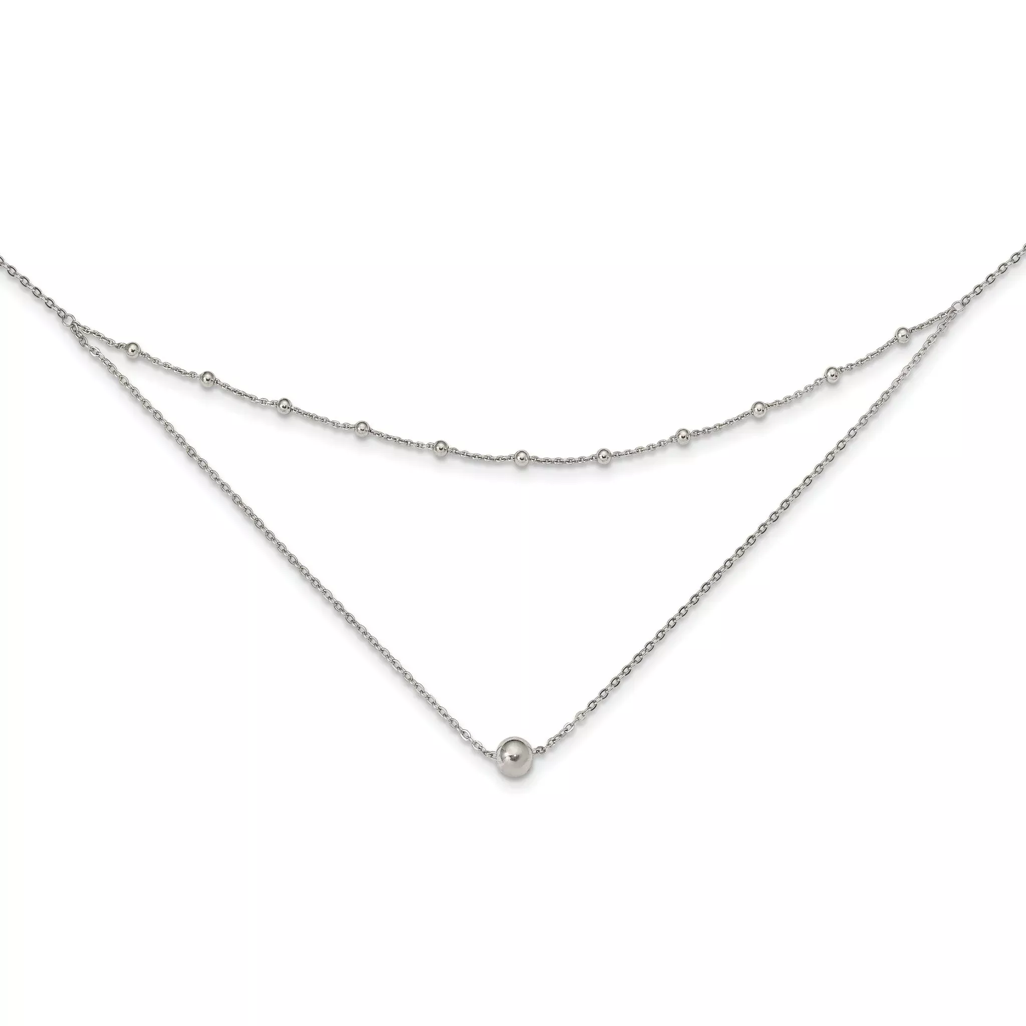 Sterling Silver Polished Beaded w/4 in ext Choker