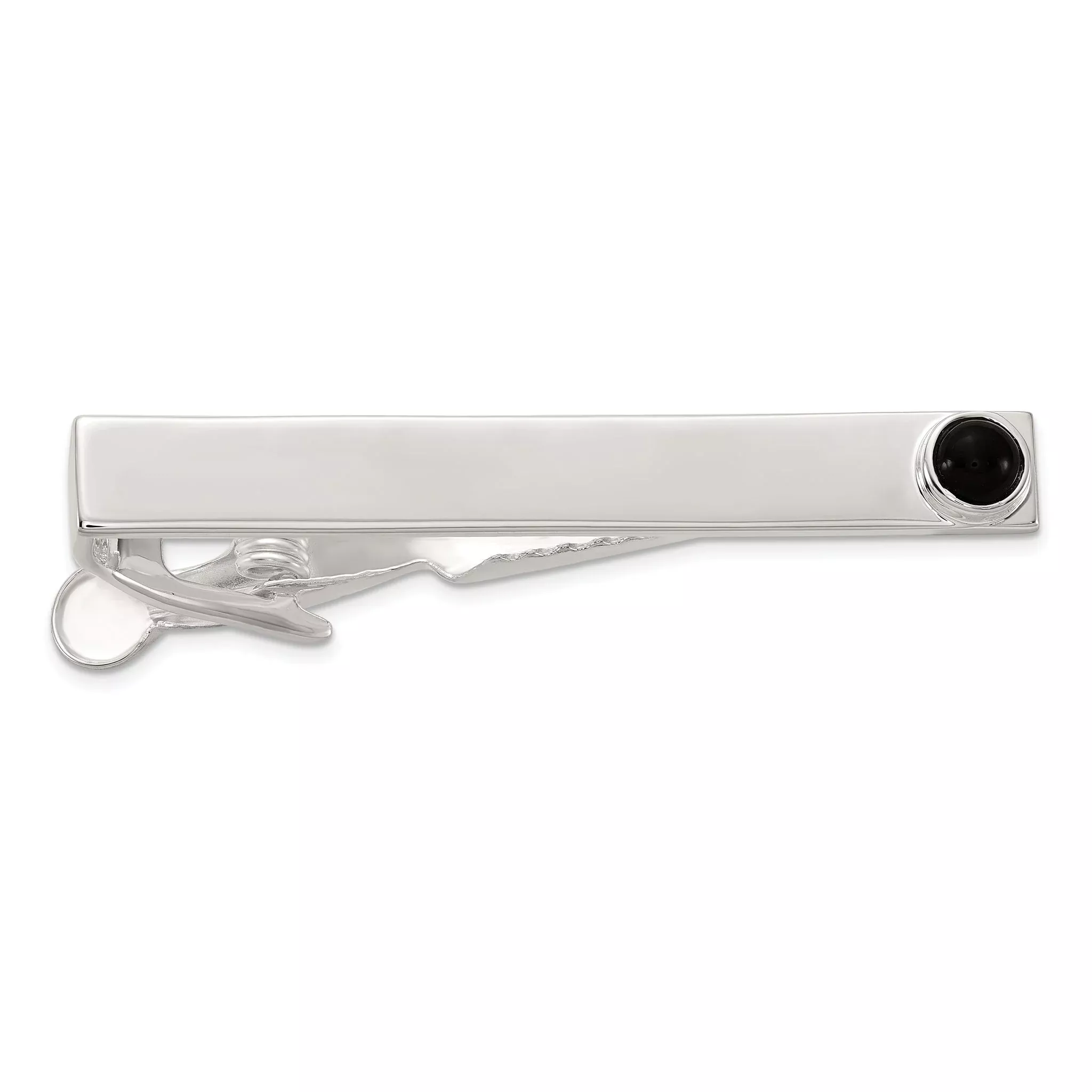 Sterling Silver Polished Onyx Dot Tie Bar
