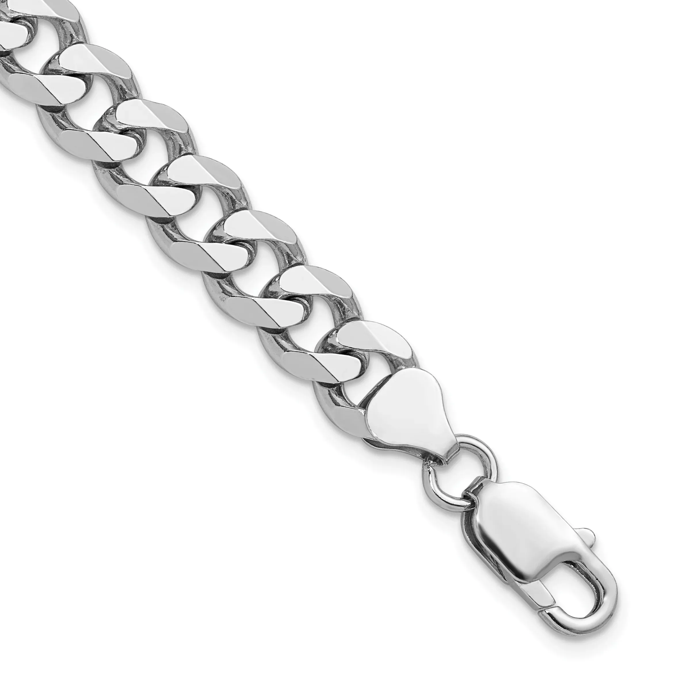 Sterling Silver Rhodium-plated 8.3mm Curb Chain