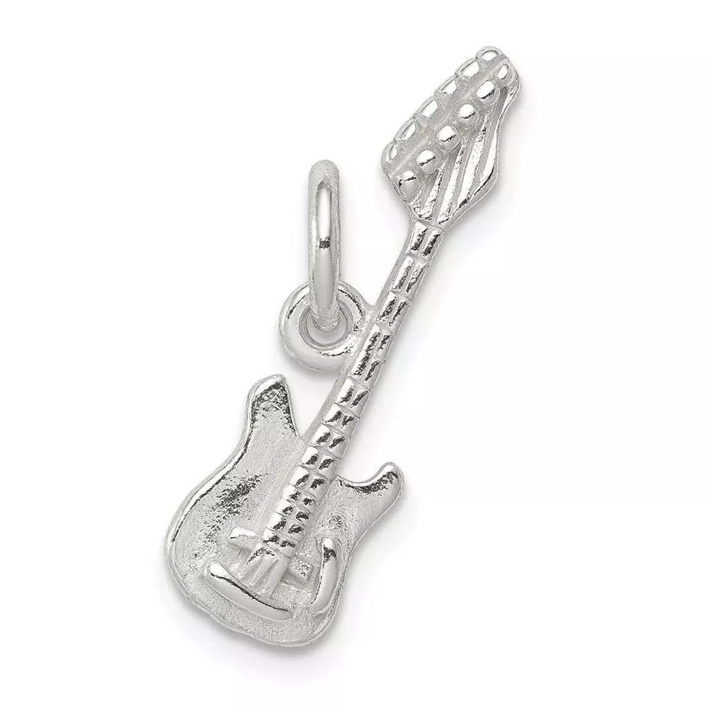 Sterling Silver Rhodium-Plated Electric Guitar Charm