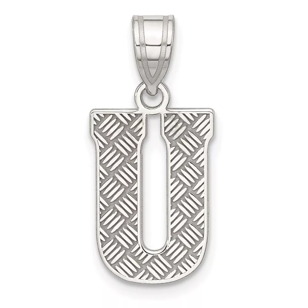 Sterling Silver Rhodium-plated Letter U Initial Pendant
