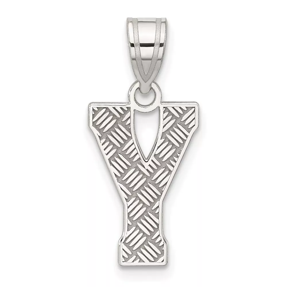 Sterling Silver Rhodium-plated Letter Y Initial Pendant