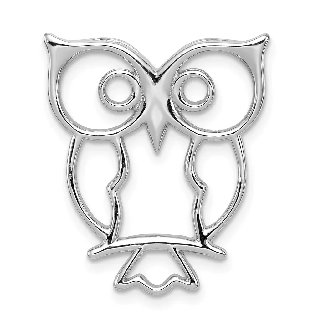 Sterling Silver Rhodium-Plated Owl Chain Slide
