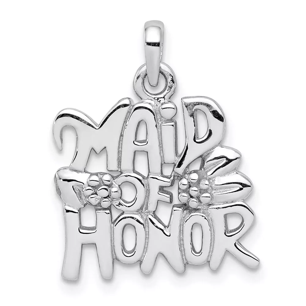 Sterling Silver Rhodium-Plated Polished Maid Of Honor Pendant