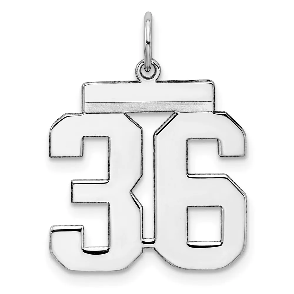 Sterling/Silver Rhodium-plated Polished Number 36 Charm