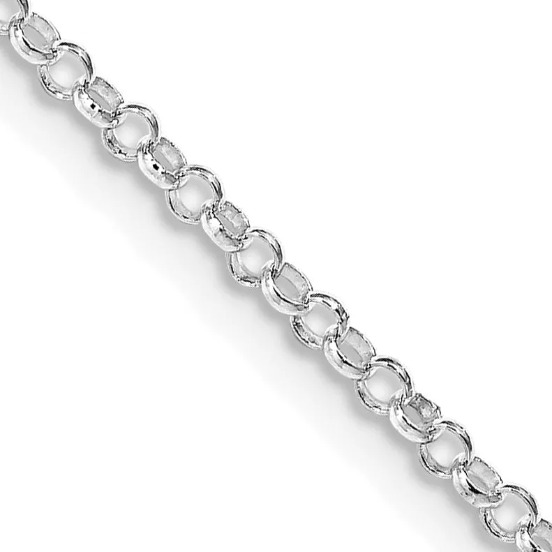 Sterling Silver Rhodium-Plated Rolo Chain Necklace 2mm