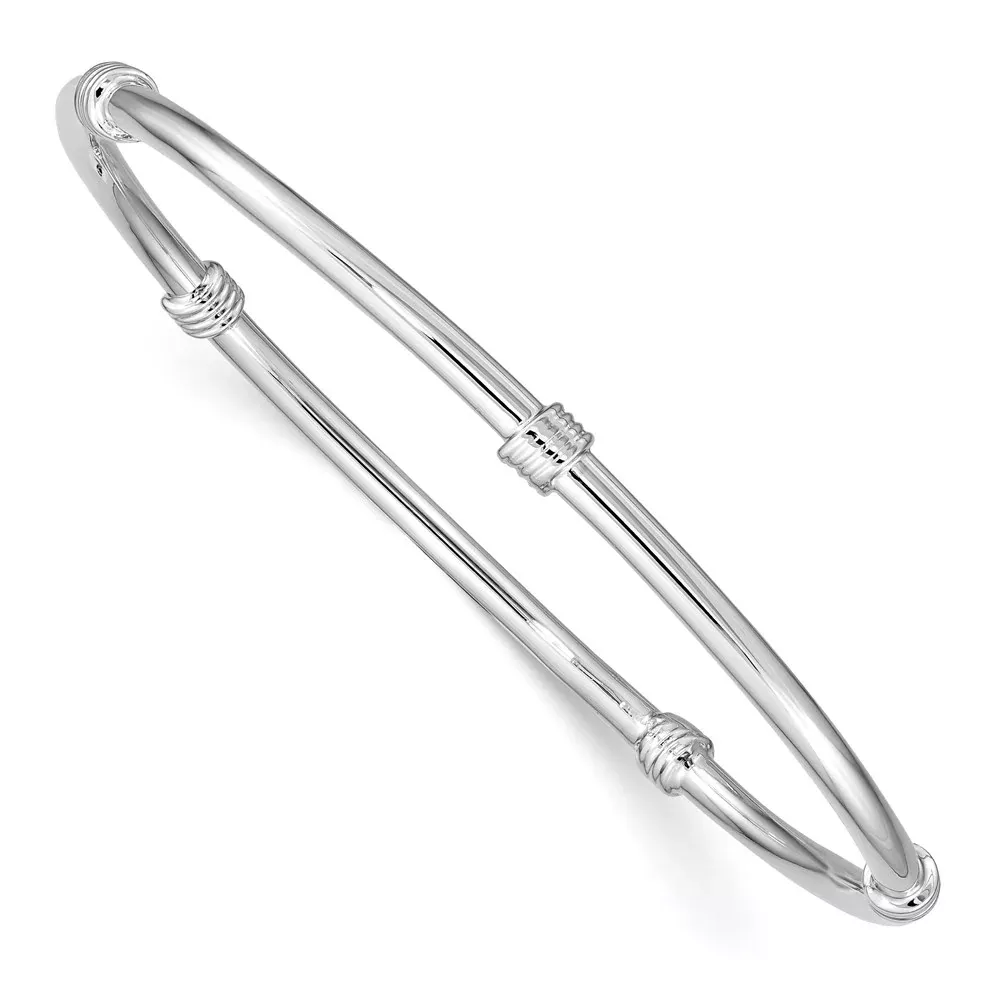Sterling Silver Rhodium-plated Slip On Bangle