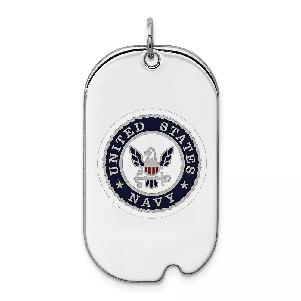 Sterling Silver Rhodium-plated U.S. Navy Dog Tag