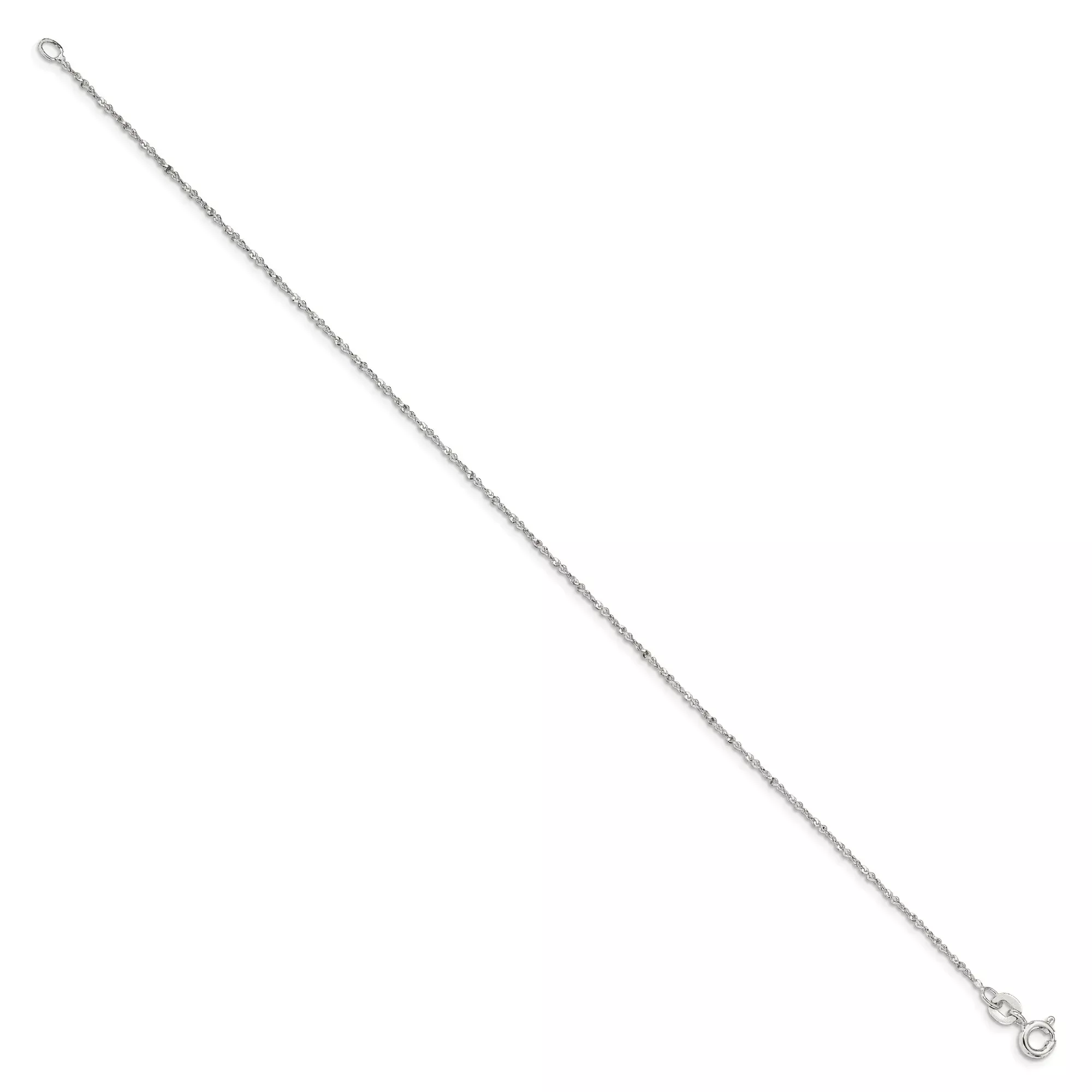 Sterling Silver Serpentine Chain Anklet, 1 mm