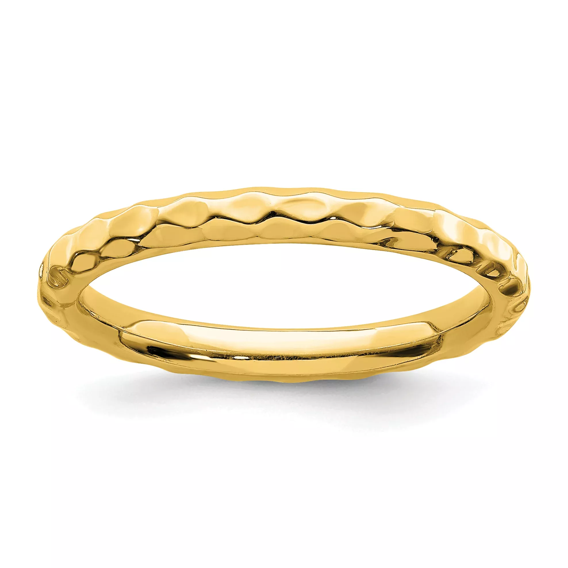 Sterling Silver Stackable Expressions Gold-plated Hammered Ring