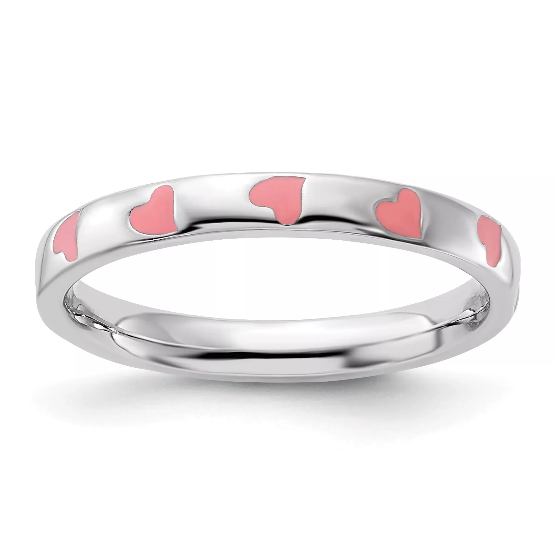 Sterling Silver Stackable Expressions Pink Enameled Ring