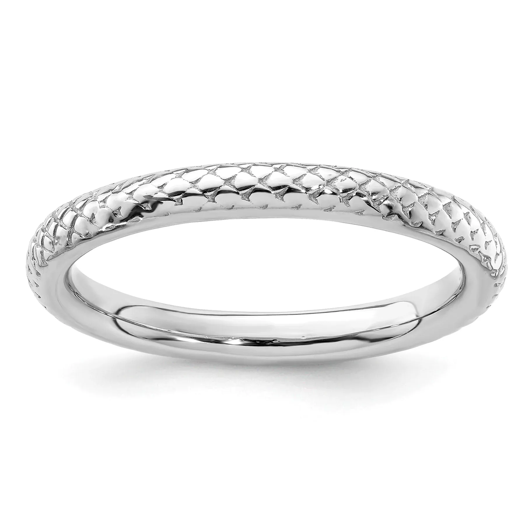 Sterling Silver Stackable Expressions Rhodium Cable Ring