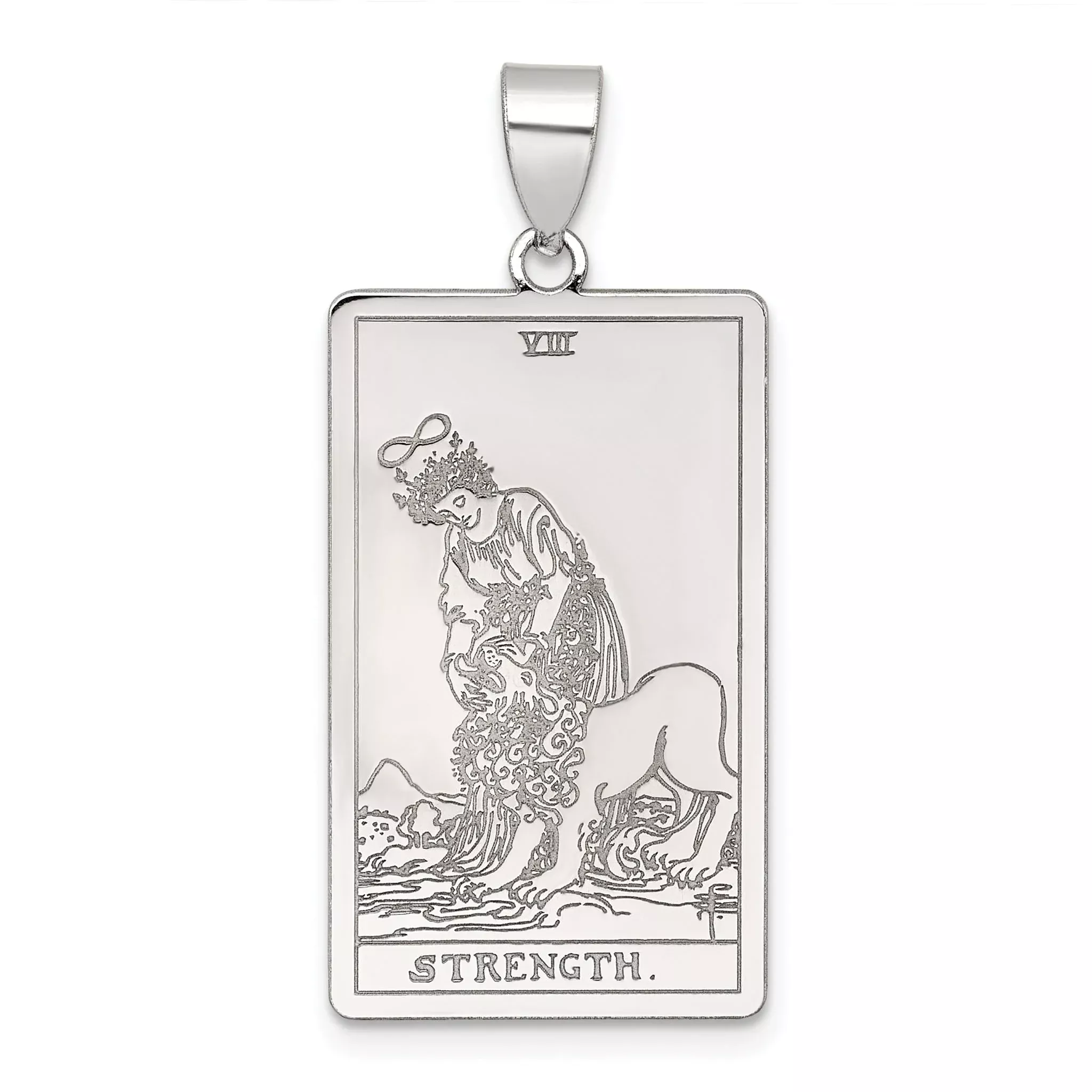 Sterling Silver Strength Tarot Card Pendant