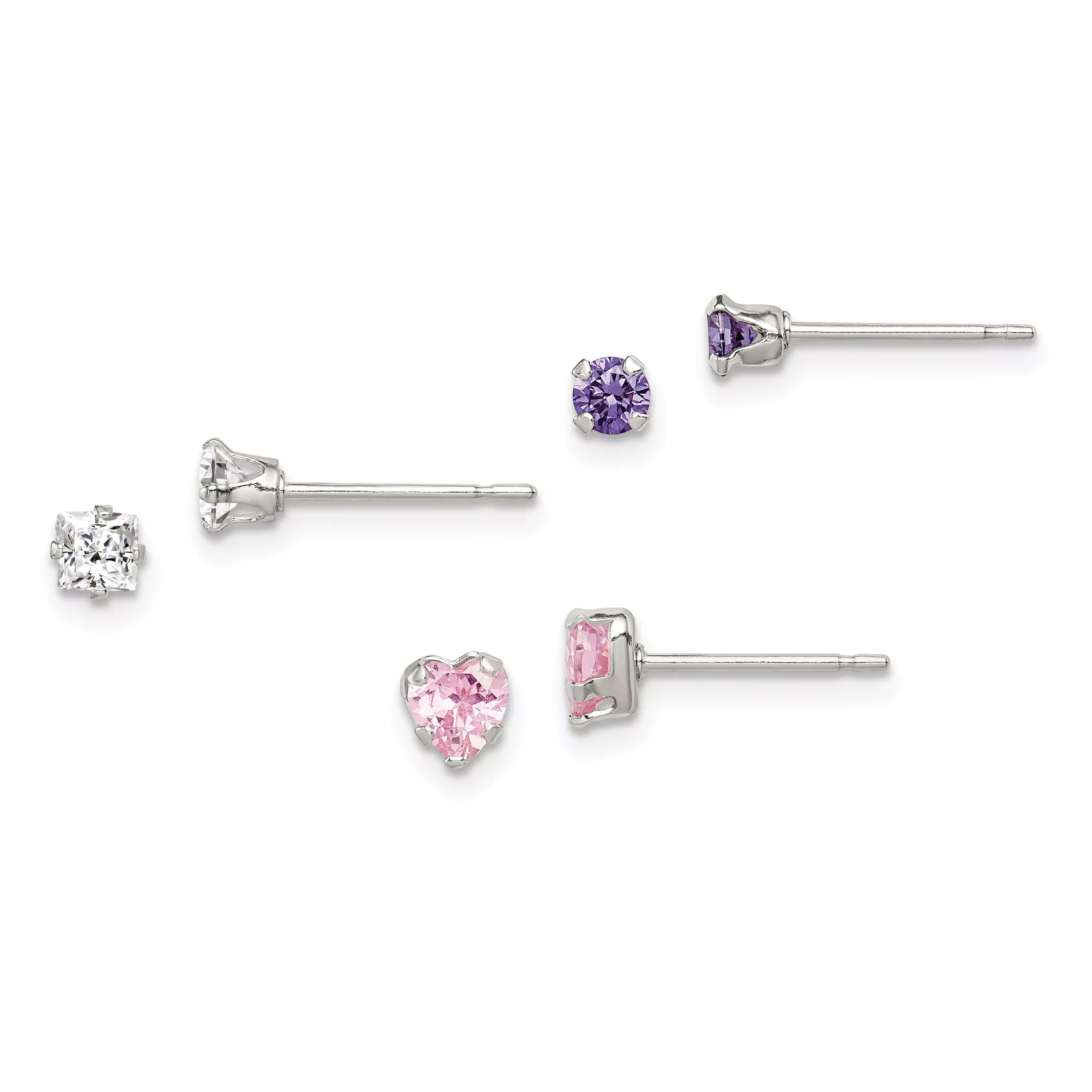 Sterling Silver3 piece Stellux CrystalPost EarringSet