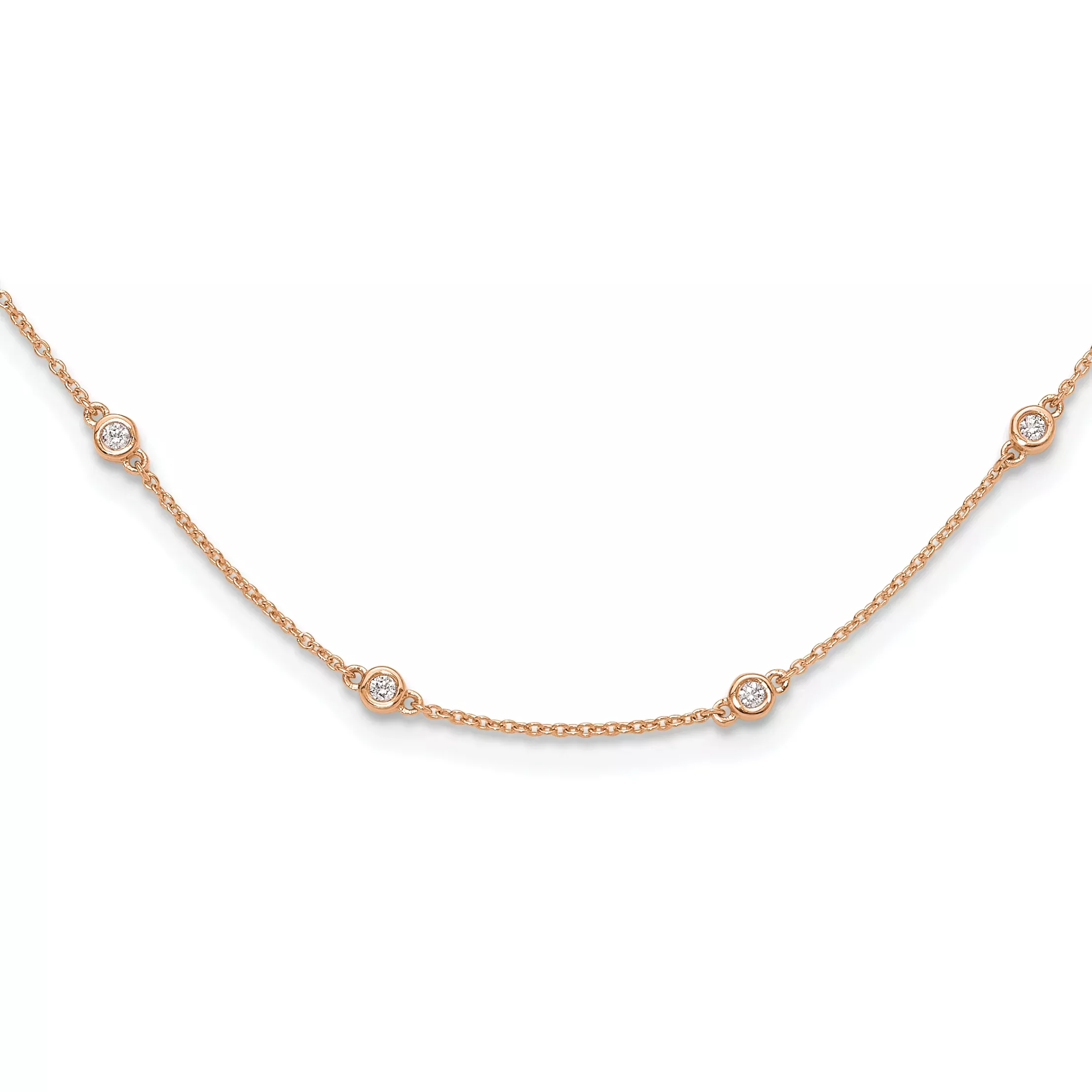 True Origin 14k Rose Gold 1/2 carat Lab Grown Diamond VS+ F+ Twenty Station 20 inch Necklace