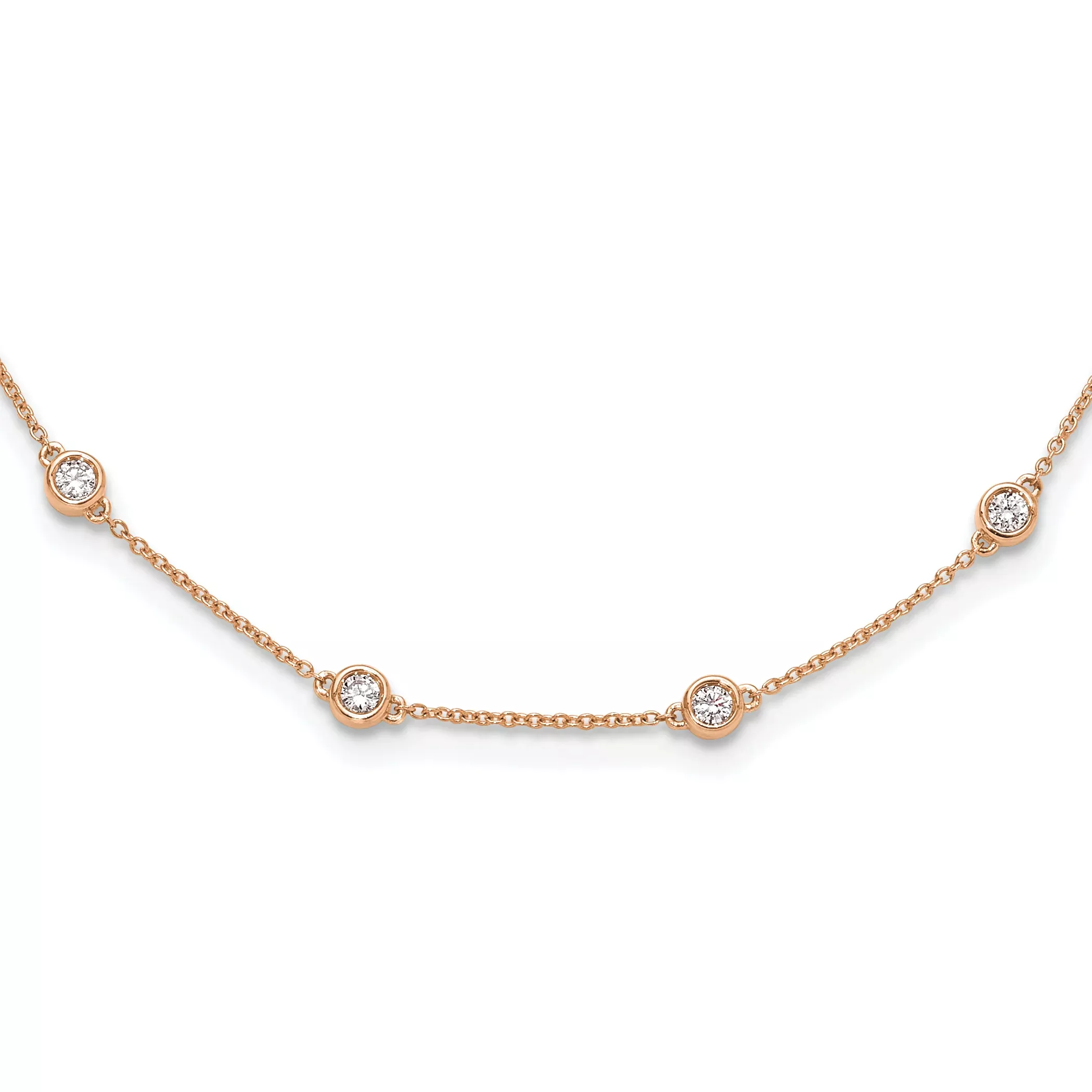 True Origin 14k Rose Gold 1 carat Lab Grown Diamond VS+ F+ Sixteen Station 16 inch Necklace