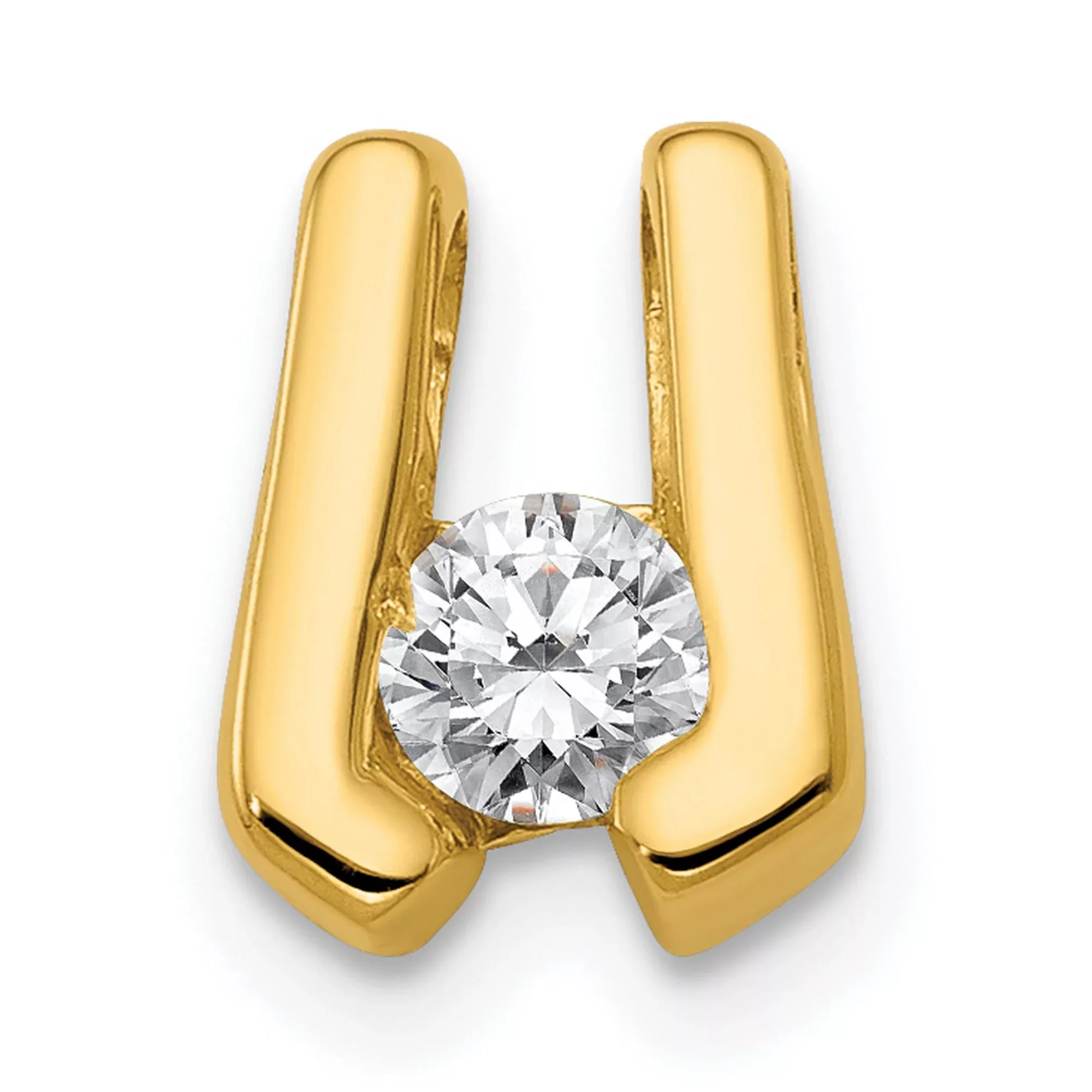VS 3.75mm Diamond Slide Charm Pendant in Real 14k Yellow Gold