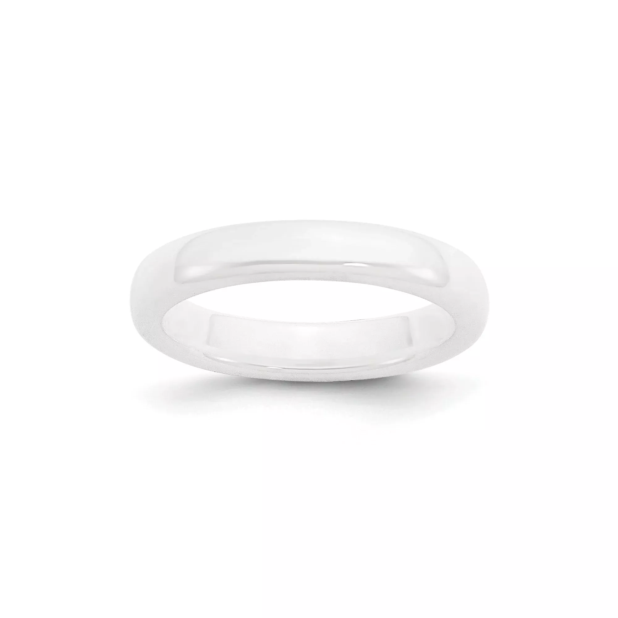 White Ceramic Men's Wedding Band, Polished 4 Mm Minimalist Modern Ring
