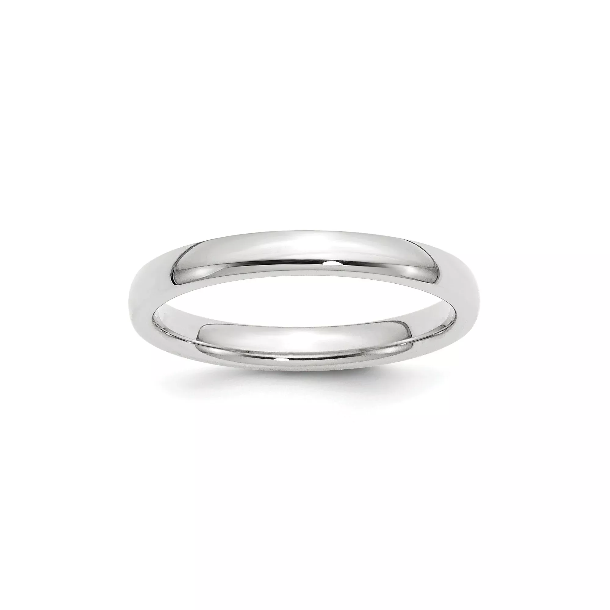 White Gold Comfort Fit Wedding Band, Classic 3mm Solid Ring, Polished Finish