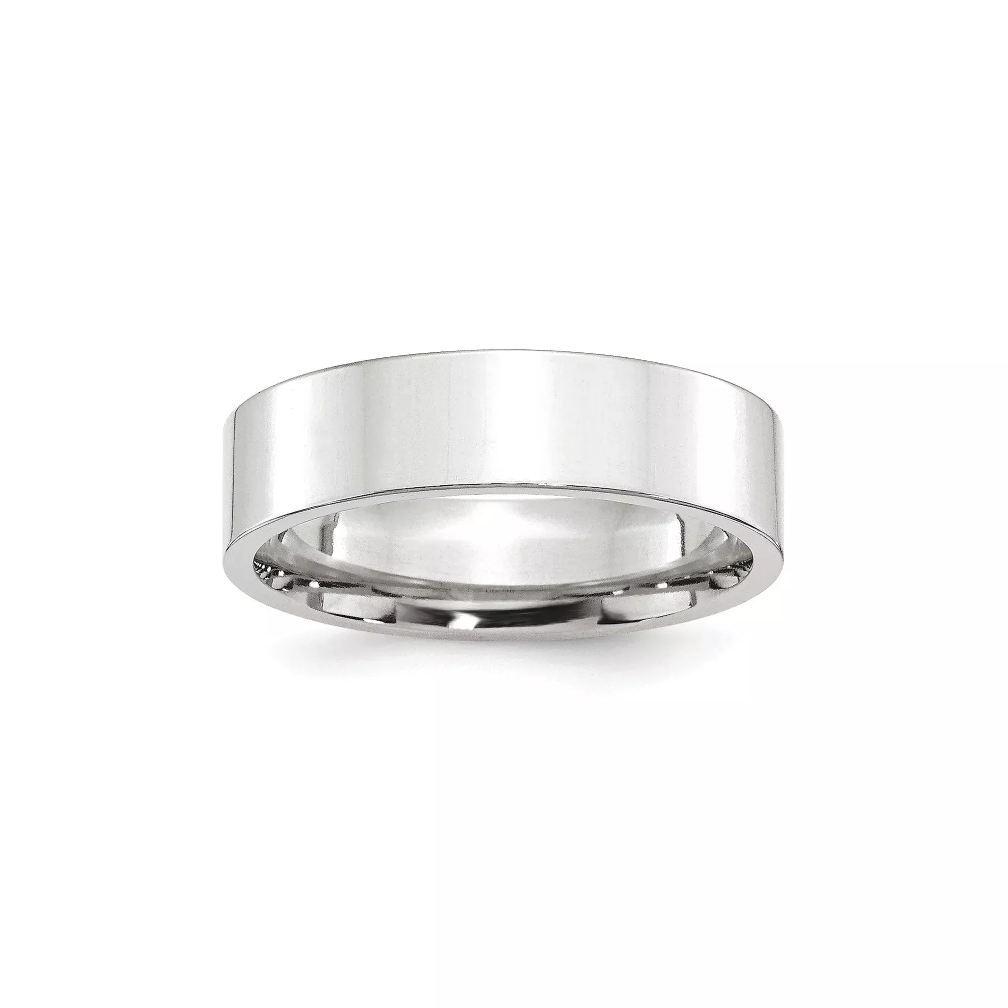 White Gold Flat 6mm Wedding Band, Solid Ring With Flat Profile And No Stone