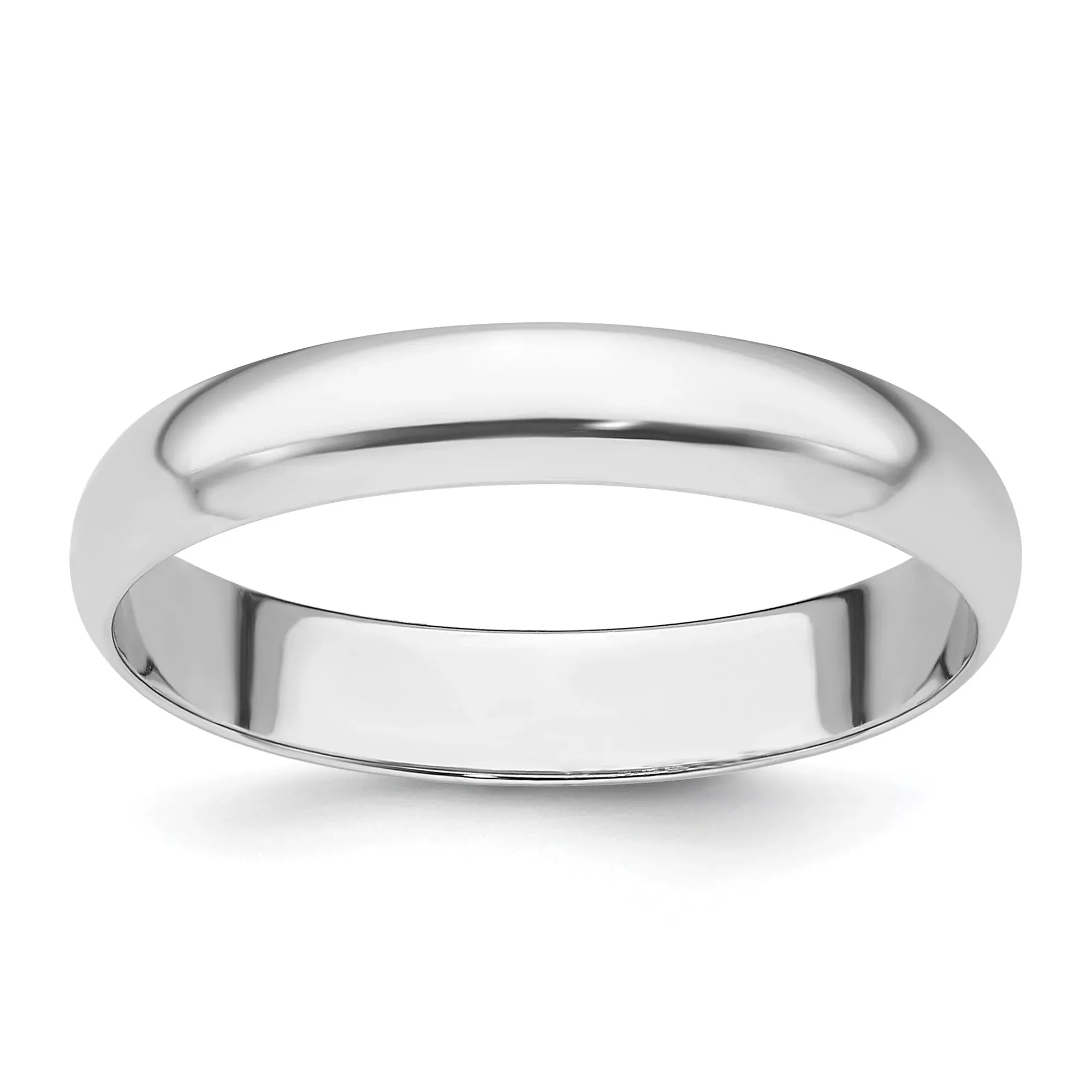 White Gold Half-Round Wedding Band, Comfort Fit, 4 Mm Domed Polished No Stone