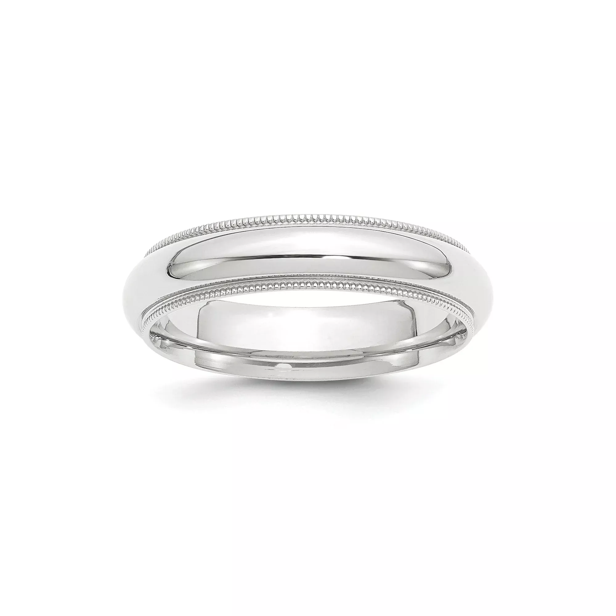 White Gold Milgrain Comfort-Fit 5mm Wedding Band With Plain No-Stone Design