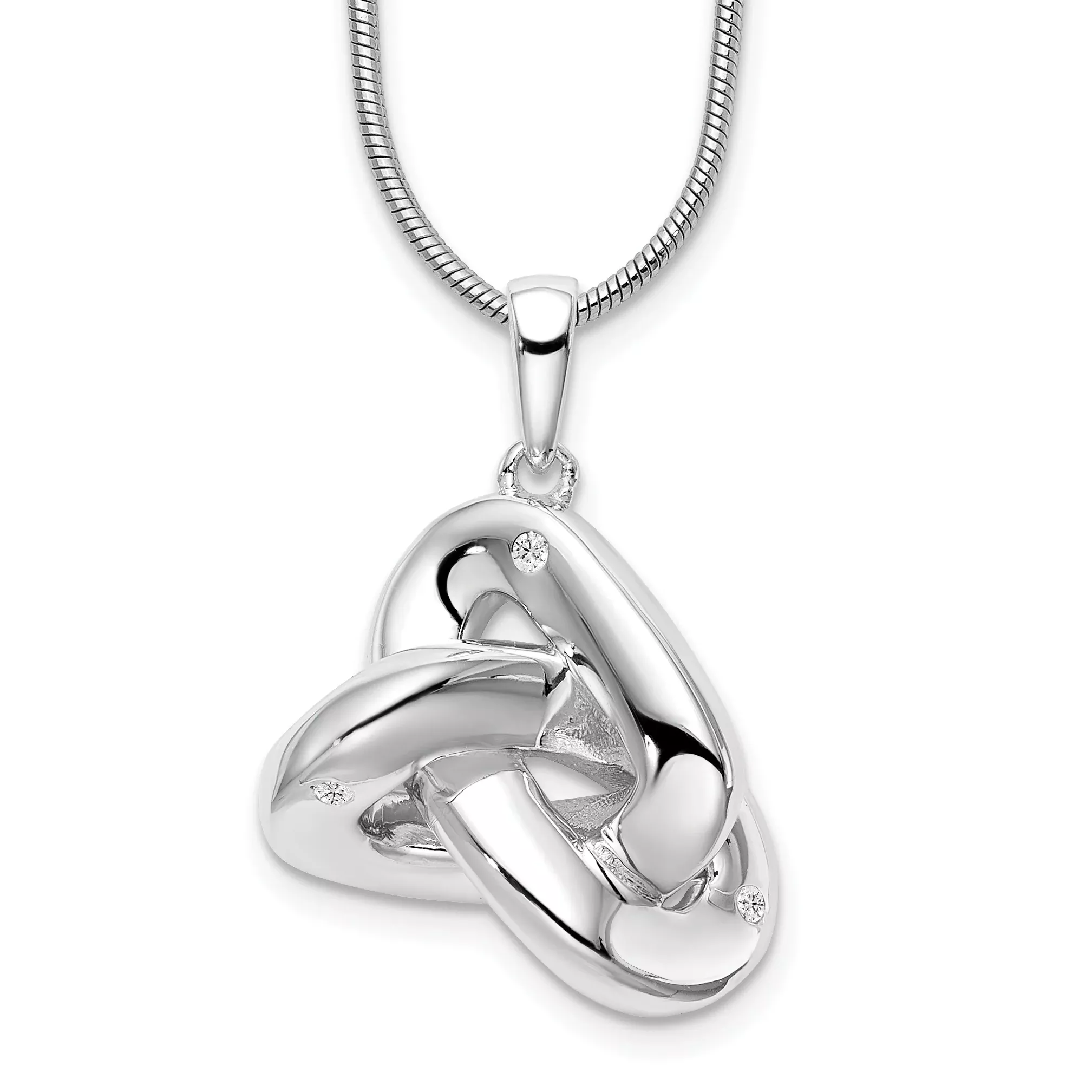 White Ice Sterling Silver Rhodium-Rhodium-Plated 18 Inch Diamond Love Knot Necklace with 2 Inch Extender